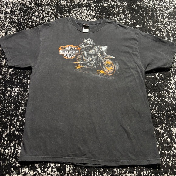 Harley-Davidson Other - Harley Davidson McHenry IL Biker Graphic T-Shirt Mens XL Black Vintage Y2K USA